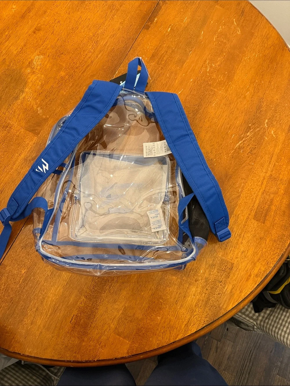 Nike Clear Backpack with Blue Trim and Matching Pouch